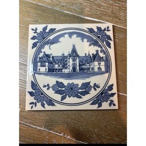 Blue Delft Holland BILTMORE ESTATE 6"x6" Ceramic Tile Collectors 1980's Art Core
